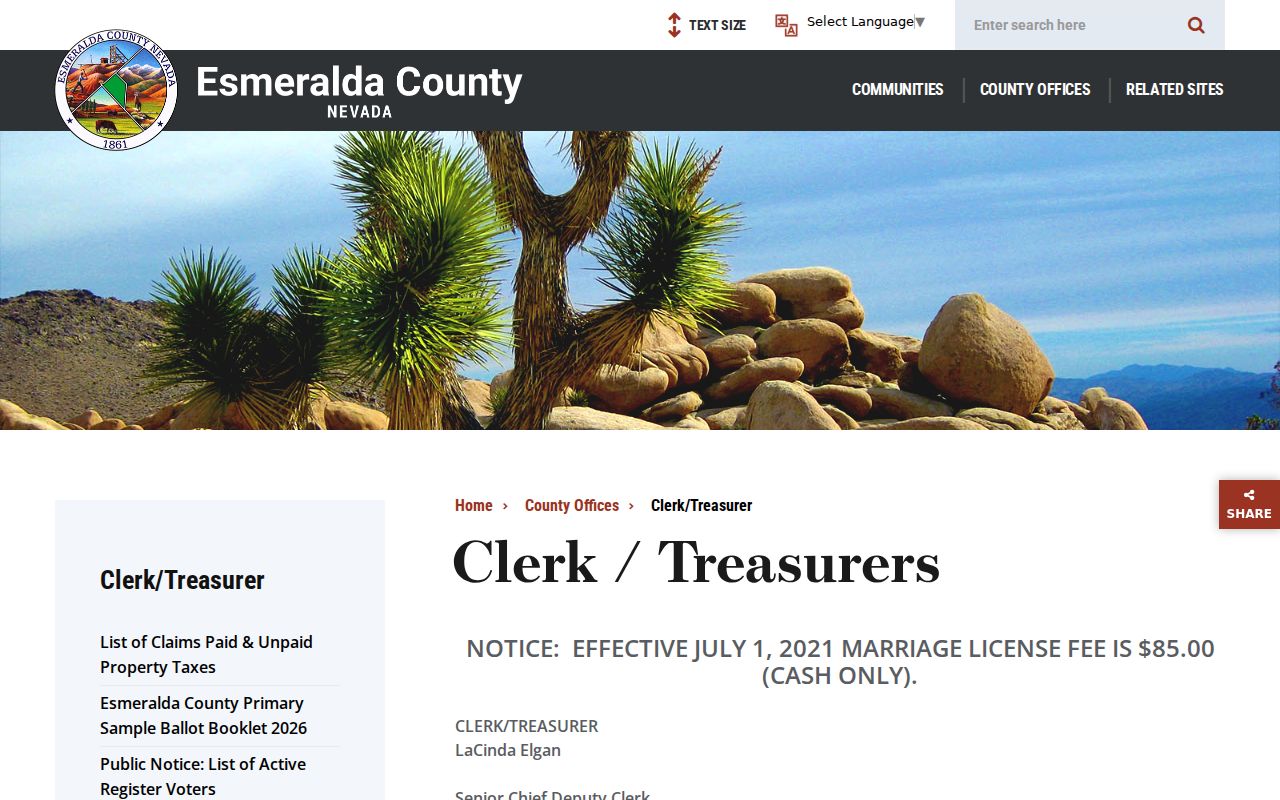 Esmeralda County warrant search district court clerk source