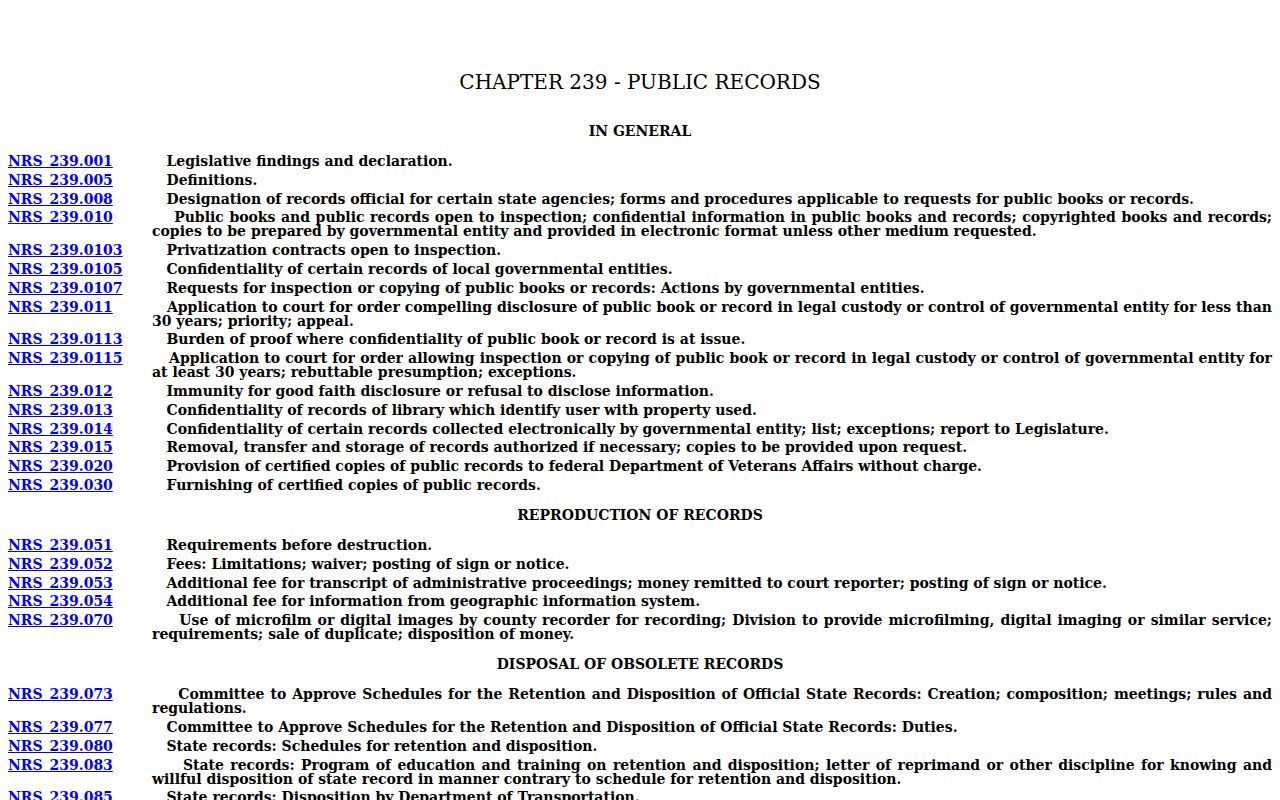 Esmeralda County arrest warrant Nevada public records law